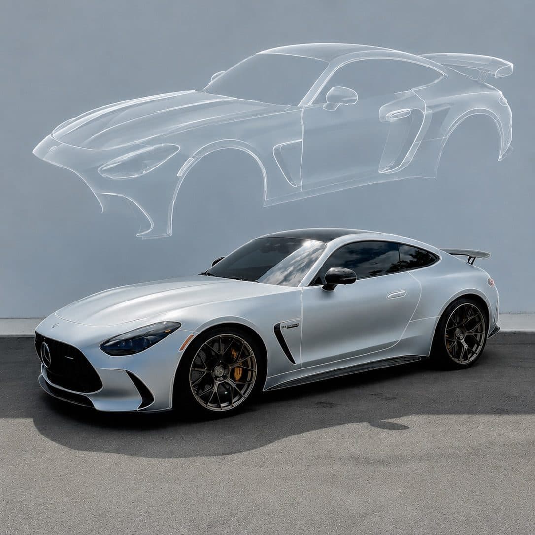 Mercedes-AMG GT 63 S con el mapa de cobertura de Paint Protection Film